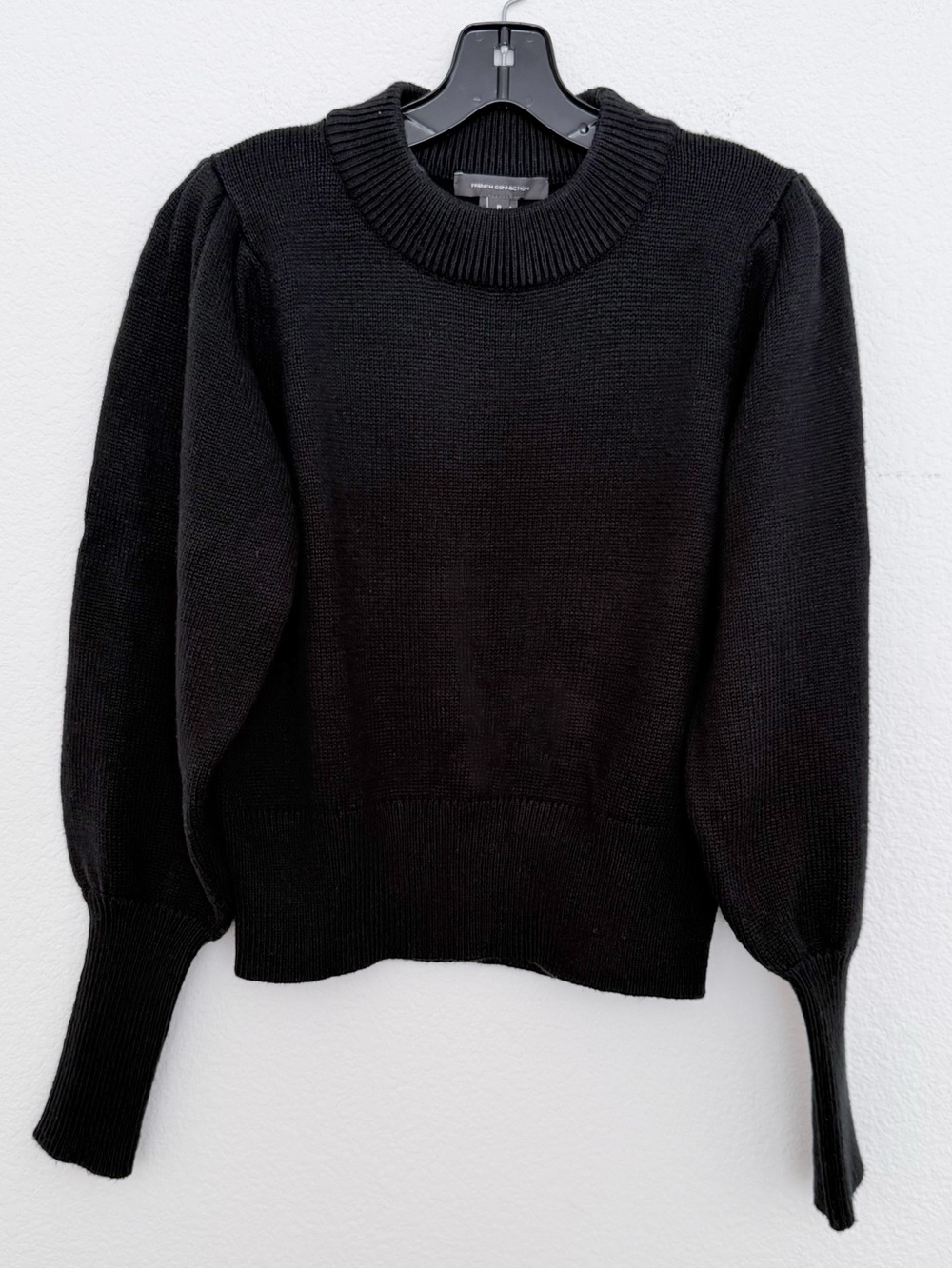 French Connection Black Puff Sleeve Sweater